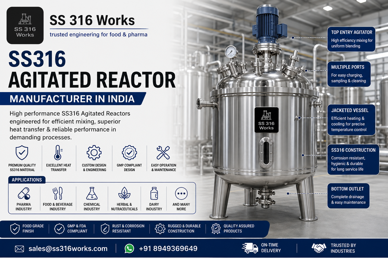 SS316 Agitated Reactor Manufacturer in India